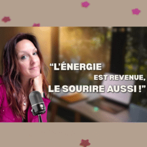Post LinkedIn de Julie Borel, copywriter, avec une accroche émotionnelle "L’énergie est revenue, le sourire aussi !" illustrant ses compétences en rédaction persuasive.